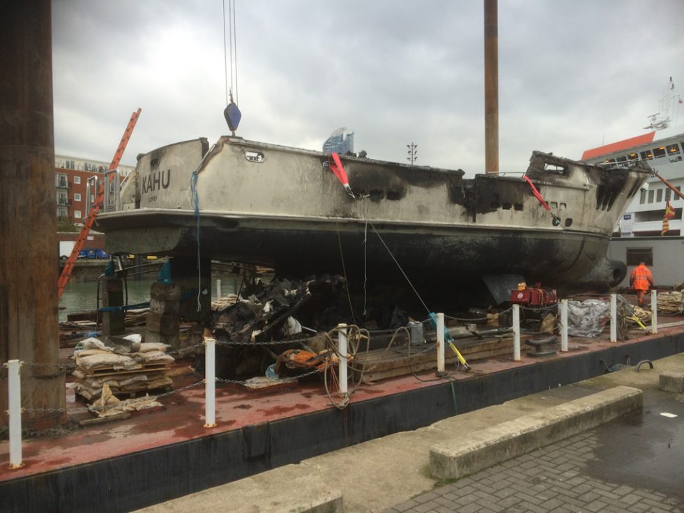 Boat Recycling - Burnt Super Yacht being recycled