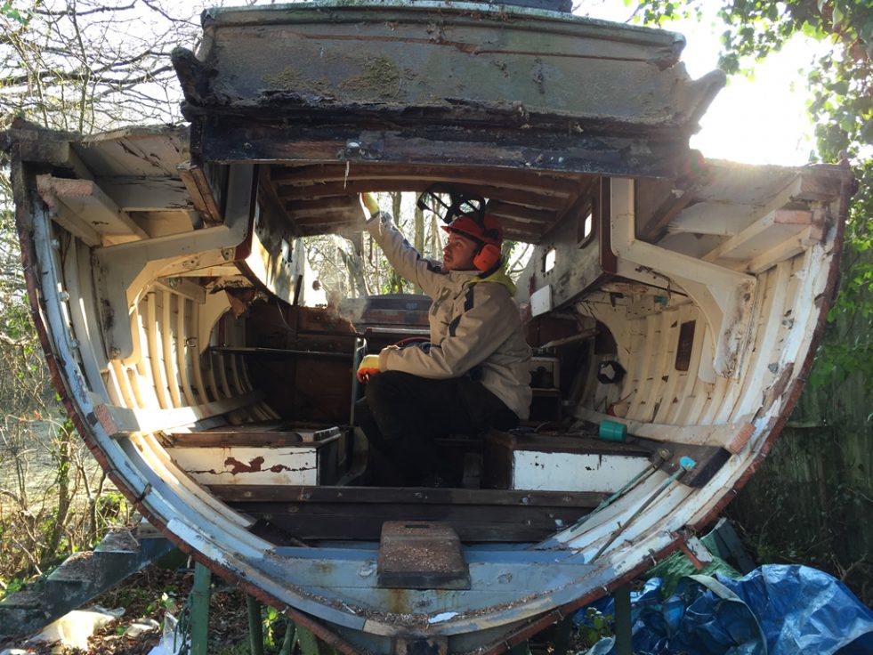 Boat Recycling - Wooden Yacht being Recycled